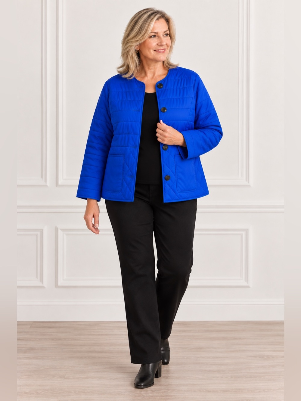 Talbots Plus 1X Cobalt Blue Quilted Jacket NWT